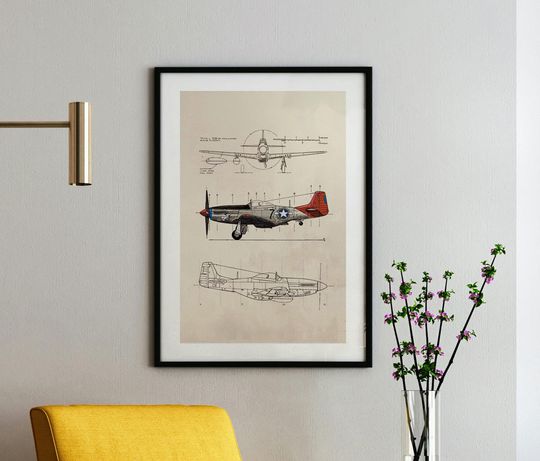 Discover P51 Mustang WWII Fighter Plane Blueprint  Digital Download