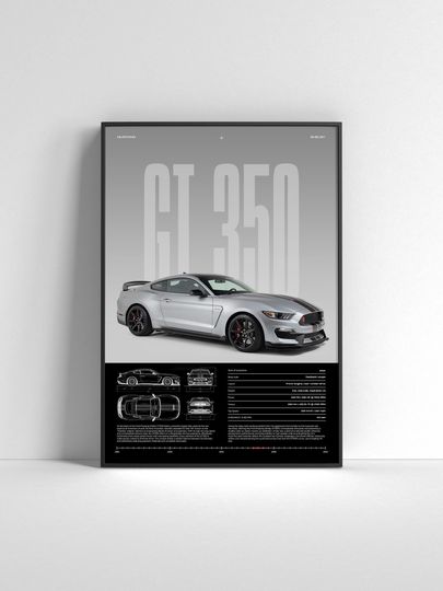 Discover Ford Mustang Shelby GT350 Poster | American Muscle Car Wall Art | Classic Sports Car Print | Gift for Car Enthusiast | Car Print Car Poster