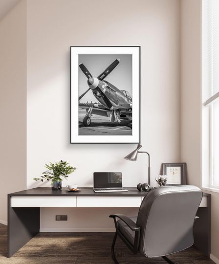 Discover Limited Edition Print, Vintage P-51D Mustang in Black and White, 20"x30" Home Decor Wall Art, Fine Art Photography