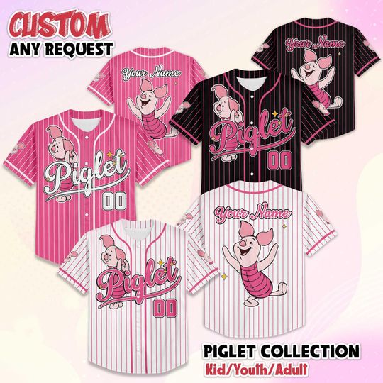 Discover Custom Piglet Baseball Jersey, Disney Winnie the Pooh Shirt, Disney Baseball Team Shirt, Kid Adult Baseball Jersey