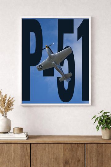 Discover P-51 Mustang Aviation Wall Art  Minimalist Fighter Aircraft Poster, Vintage WWII Airplane Digital Download