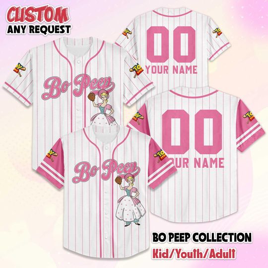 Discover Custom Bo Peep Baseball Jersey, Disney Toy Story Bo Peep Baseball Shirt, Matching Disney Trip Outfit, Disney Birthday Gift