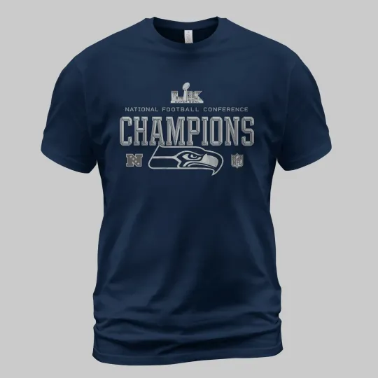 Discover Seattle Seahawks 2025 NFC Championship Trophy Collection Tall TShirt, Size S-5XL