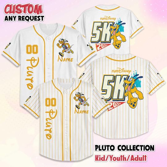 Discover Personalized Pluto Dog RunDisney Baseball Jersey, Custom Pluto Jersey Shirt, Disney Pluto Baseball Shirt, Pluto Dog Shirt, Pluto Lover Gift