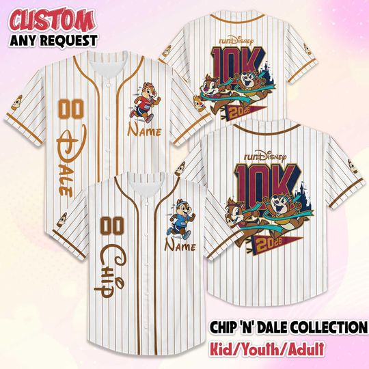 Discover Personalize RunDisney Chip and Dale Baseball Jersey, Disney Chip and Dale Jersey Shirt, Disneyland Baseball Team Outfit, Birthday Gift