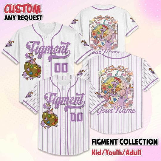 Discover Personalize Figment Epcot International Festival of the Arts 2026 Baseball Jersey,  Disney Figment Little Spark Shirt, Matching Trip Outfit