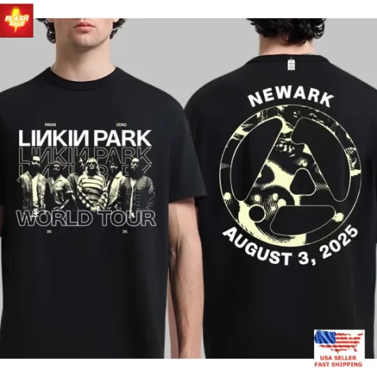 Linkin Park World Tour 2025 Newark Concert Double Sided T-Shirt