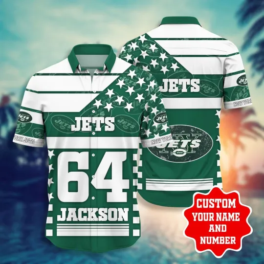 Discover New York Team Jet Hawaiian Shirt with Star and Stripe, Custom Team Logo