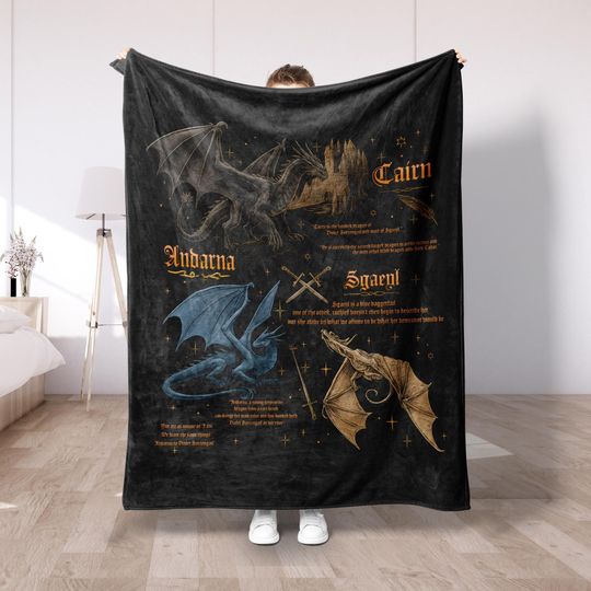 Discover Dragon Fantasy Plush Fleece Blanket, Magical Creature Throw, Cozy Blanket for Readers & Gamers, Soft Fleece Home Decor, Mythical Gift DS102