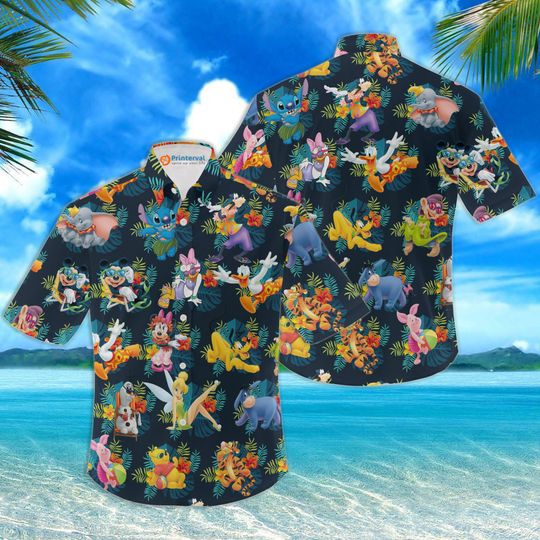 Discover Tropical Cute Disney Vacation Hawaiian Shirt Beach Hawaiian Shirt, Mickey Duck Cartoon Character Summer Shirt, Aloha Shirt, Gift for Friend