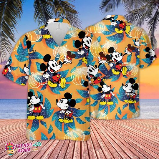 Discover Tropical Cute Mickey Mouse Walt Disney Vacation Shirt Beach Hawaiian Shirt, Disney Character Summer Shirt, Aloha Shirt, Gift for Friend