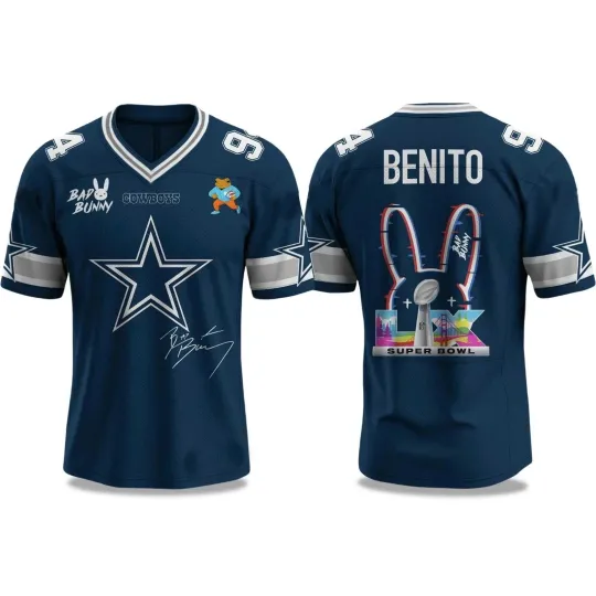 Cowboys Bad Bunny Bowl LX 2026 Jersey All Size
