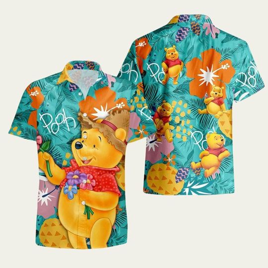 Discover Winnie The Pooh Vacation Hawaiian Shirt - Cartoon Character Summer Aloha Shirt, Beachwear, Gift for Friend