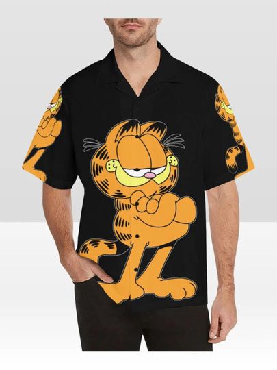 Garfield Character Hawaiian Shirt, Summer 3D Aloha Shirt, Garfield Gift for Fans
