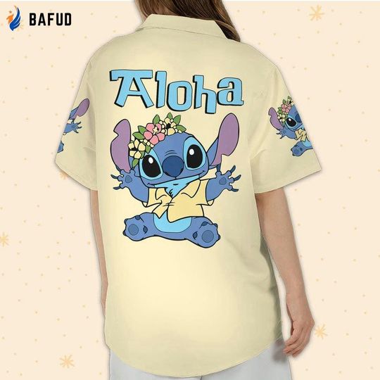 Discover Personalized Vintage Disney Stitch Beach Hawaiian Shirt