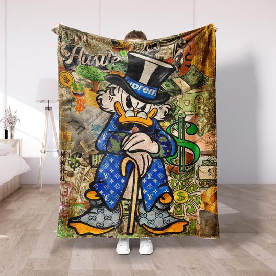 Discover Scrooge McDuck Money Art Plush Fleece Blanket, Luxury Street Art Throw, Retro Disney Blanket, Trendy Family Gift, Cozy Home Decor DS52
