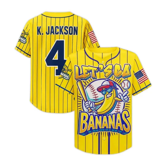Savannah Bananas #4 KJ Jackson Let's Go Bananas Jersey 2025 BB534