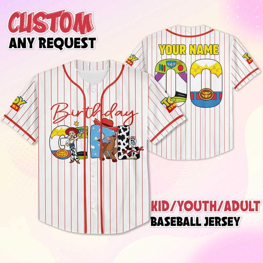 Discover Personalized Toy Story Birthday Girl Baseball Jersey, Custom Toy Story Birthday Baseball Jersey, Birthday Girl Jersey Shirt, Gift for Kids