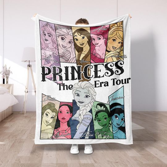 Discover Princess Era Tour Velveteen Plush Blanket - Cozy Blanket for Disney Fans, Gift for Kids, Princess Lovers, Home Decor, Movie Nights DS40