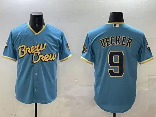 MEN Bob Uecker All Size Baseball Jersey S to 5XL Blue Color