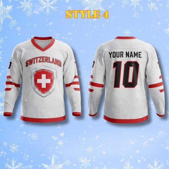 Discover Switzerland Hockey Jersey, Custom Name & Number, Long Sleeve Fan Shirt