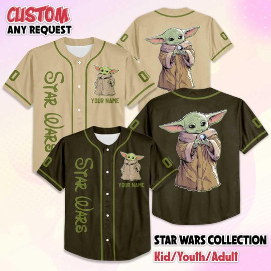 Discover Custom Star Wars Baby Yoda Baseball Jersey, Star Wars Team Jersey, Baseball Team Outfit, Matching Family Tee