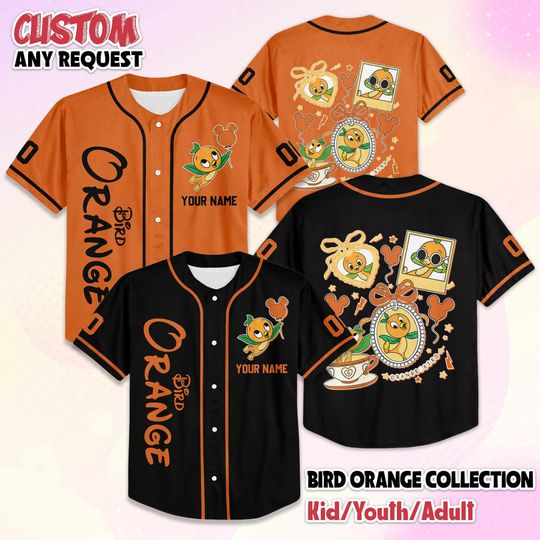 Discover Personalized Orange Bird Baseball Jersey, Custom Orange Bird Jersey Shirt, Birthday Gift, Disney Baseball Fan Lover Gift