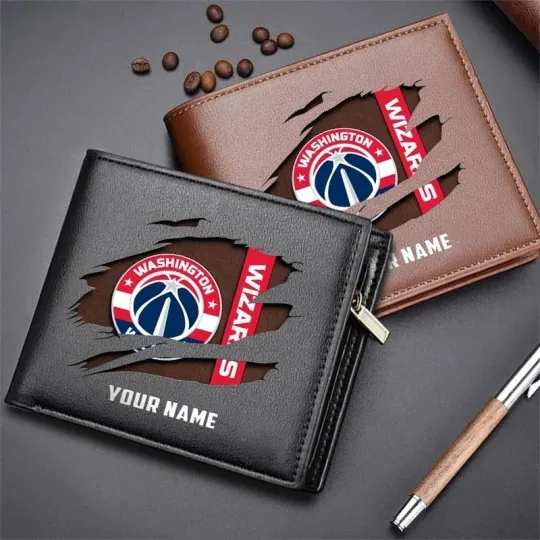 Discover Personalized Washington Basketball Wizardss Team Men Leather Wallet Gift For Him