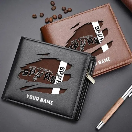 Discover Personalized San Antonio Basketball Spurss Team Men Leather Wallet Gift For Him