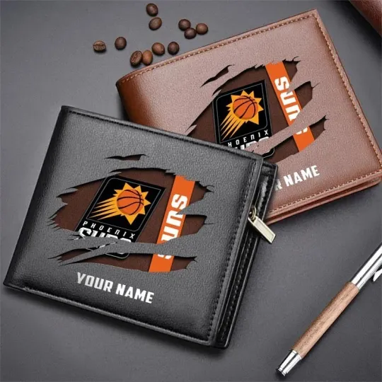 Discover Personalized Phoenix Basketball Sunss Team Men's Leather Wallet Gift For Him Dad