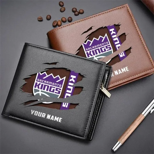 Discover Personalized Sacramento Basketball Kingss Team Men's Leather Wallet Gift For Him