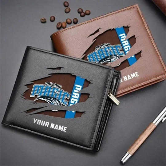 Discover Personalized Orlando Basketball Magicc Team Men Leather Wallet Gift For Him Dad