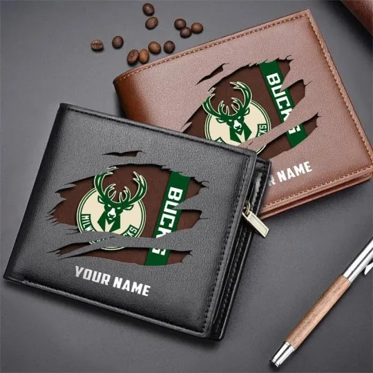 Discover Personalized Milwaukee Basketball Buckss Team Men's Leather Wallet Gift For Him
