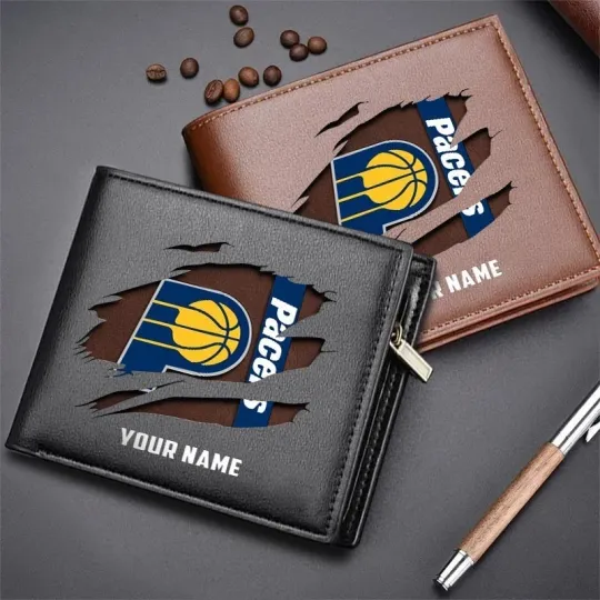 Discover Personalized Indiana Basketball Pacerss Team Men Leather Wallet Gift For Him Dad