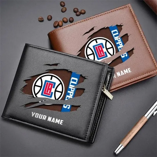 Discover Personalized Los Angeles Basketball Clipperss Team Men's Leather Wallet Gift
