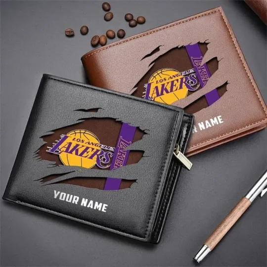 Discover Personalized Los Angeles Basketball Lakerss Team Men Leather Wallet Gift For Him