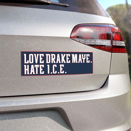 Love Drake Maye F*ck ICE Bumper Sticker | Drake Maye Sticker | Patriots Merch | Football Fan Gifts