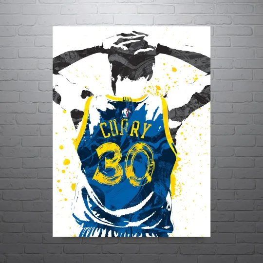 Stephen Curry 30 Golden State Warriors Vertical Poster - Man Cave Sports Print