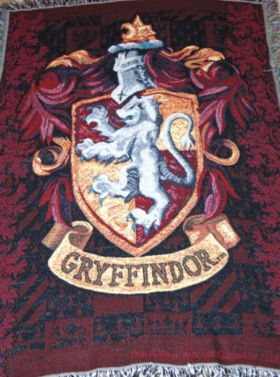 Harry Potter Gryffindor Woven Tapestry Throw Blanket Fringe Northwest 48" x 60"
