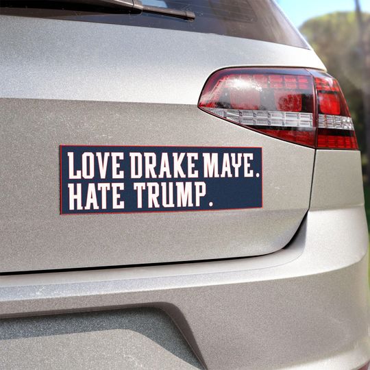 Discover Love Drake Maye Hate Trump Bumper Magnet | Drake Maye Sticker | Patriots Merch | Football Fan Gifts