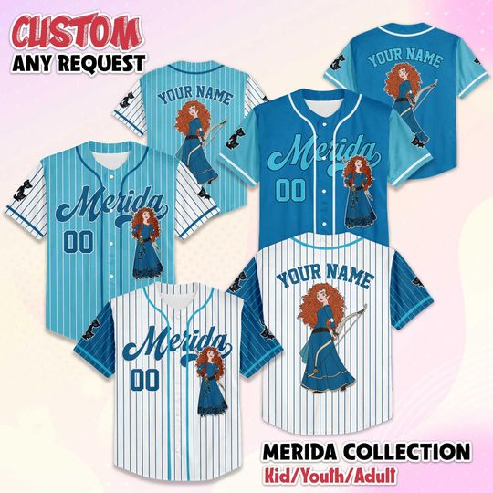 Discover Custom Merida Princess Baseball Jersey, Disney Princess Merida Baseball Shirt, Brave Fan Gift, Matching Disney Trip Outfit
