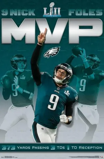 Discover Nick Foles Philadelphia Eagles Super Bowl LII MVP Wall Poster