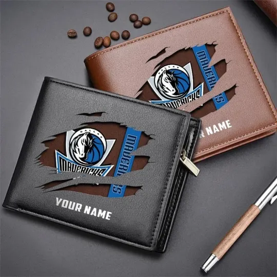 Discover Personalized Dallas Basketball Maverickss Team Men's Leather Wallet Gift For Him