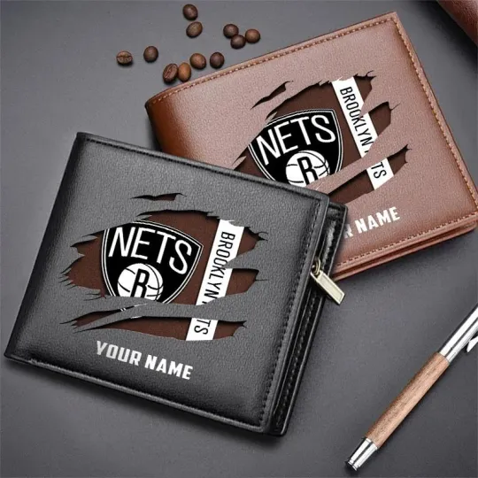 Discover Personalized Brooklyn Basketball Netss Team Men Leather Wallet Gift For Him Dad