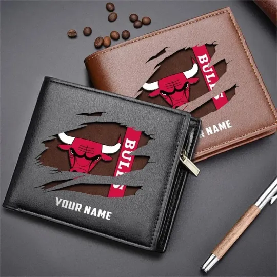Discover Personalized Chicago Basketball Bullss Team Men Leather Wallet Gift For Him Dad