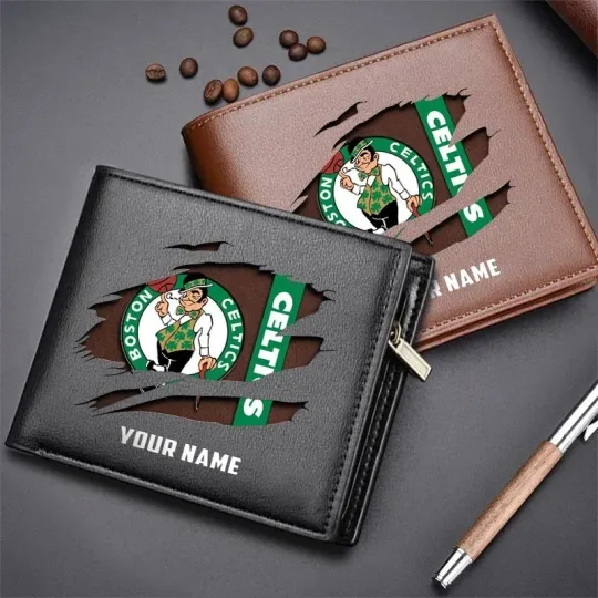 Discover Personalized Boston Basketball Celticss Team Men Leather Wallet Gift For Him Dad
