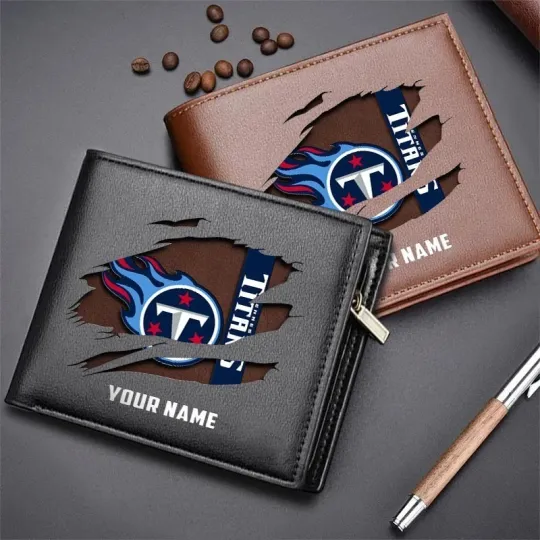 Discover Personalized Tennessee Football Titanss Team Men Leather Wallet Gift For Him
