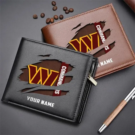 Discover Personalized Washington Football Commanderss Team Men Leather Wallet Gift