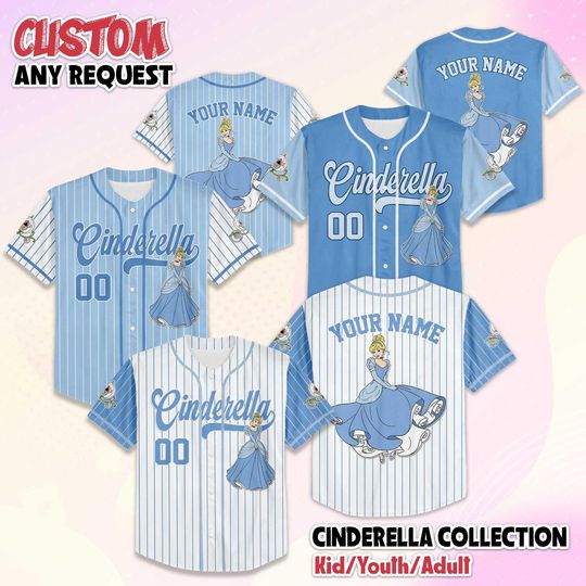 Discover Custom Cinde Princess Baseball Jersey, Disney Cinde Shirt, Matching Family Jersey, Disneyland Trip Gift