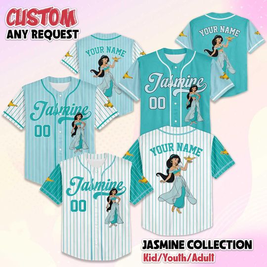 Discover Personalized Jasmine Princess Baseball Jersey, Custom Aladdin Jersey Shirt